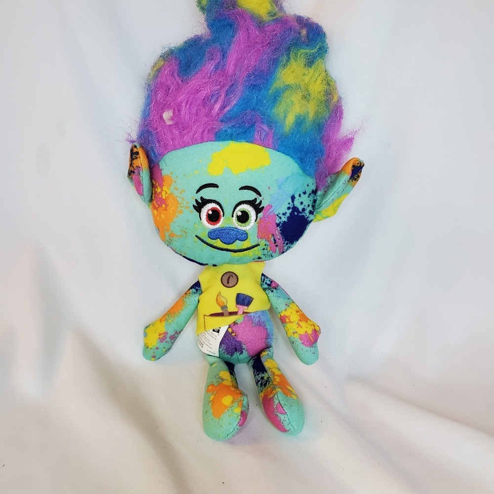 Trolls Harper Plush Doll Hasbro DreamWorks Colorful Paint Splatter Artist